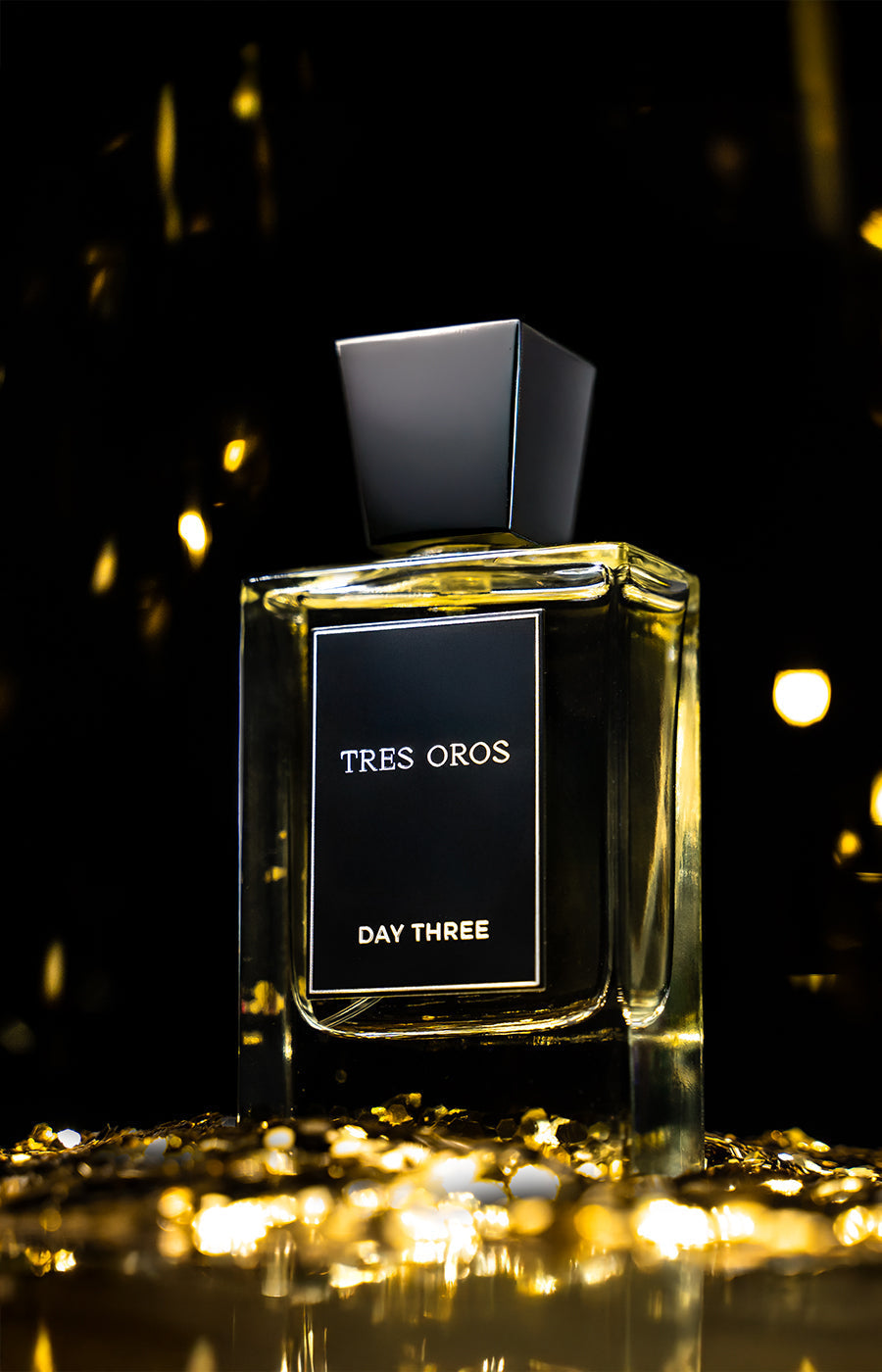 Tres Oros extrait de parfum bottle by Day Three Fragrances, a sweet plantain and honey gourmand