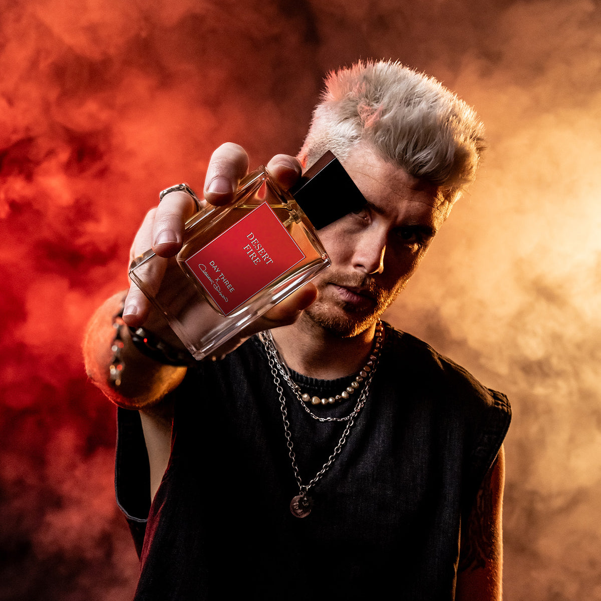 Desert Fire extrait de parfum by Day Three Fragrances, a smoky burning woods, leather and resin unisex perfume